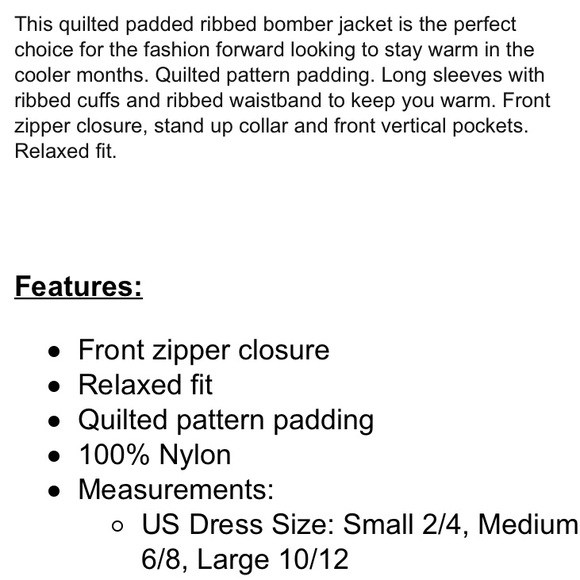 NWT burgundy quilted bomber jacket size S - Picture 4 of 5